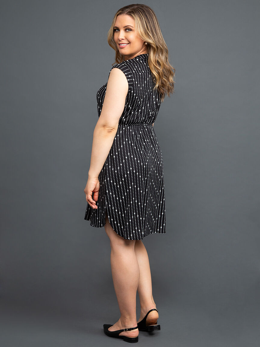 Polka Dot Drawstring Waist Dress Image 4