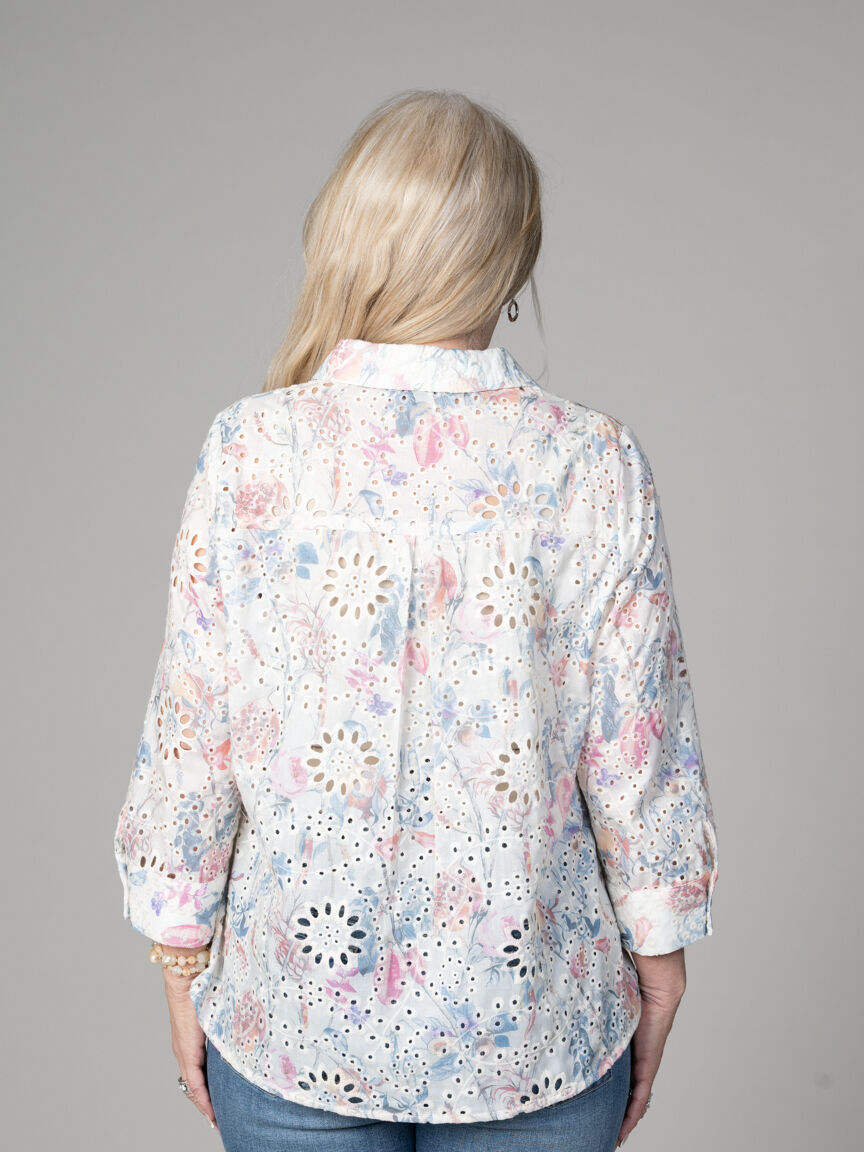 Button-Up Eyelet Blouse