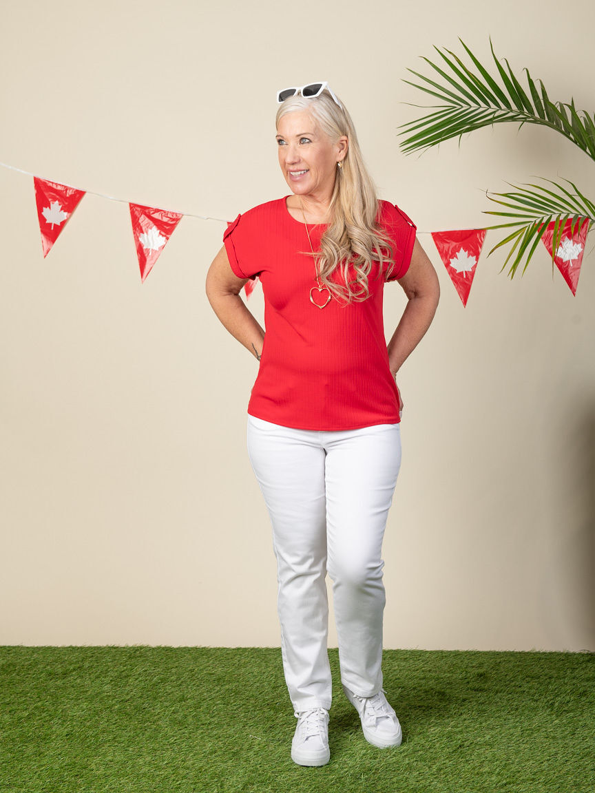 Short Sleeve Top With Button Tab Image 5