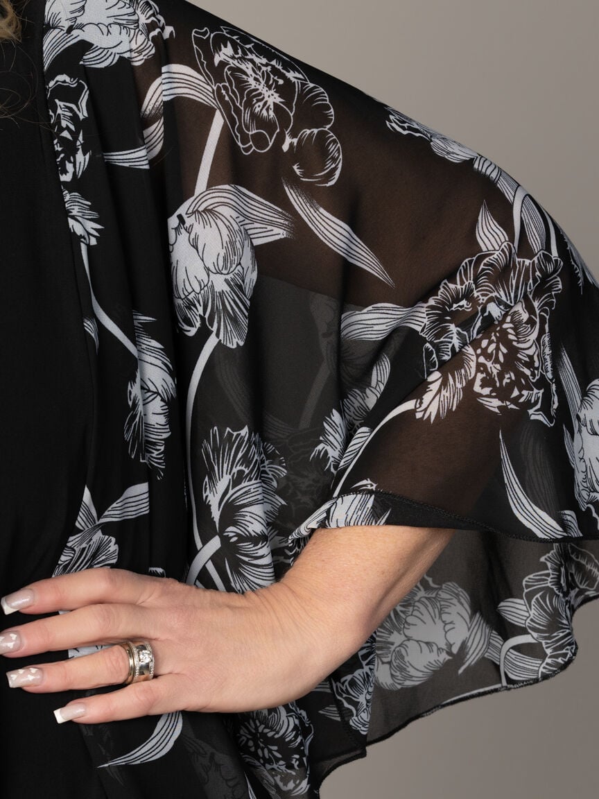 Open Front Sheer Sleeve Cardigan