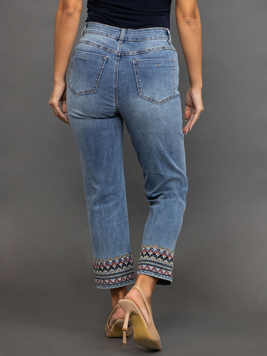 Audrey Straight Leg Jean with Embroidery  Image 4