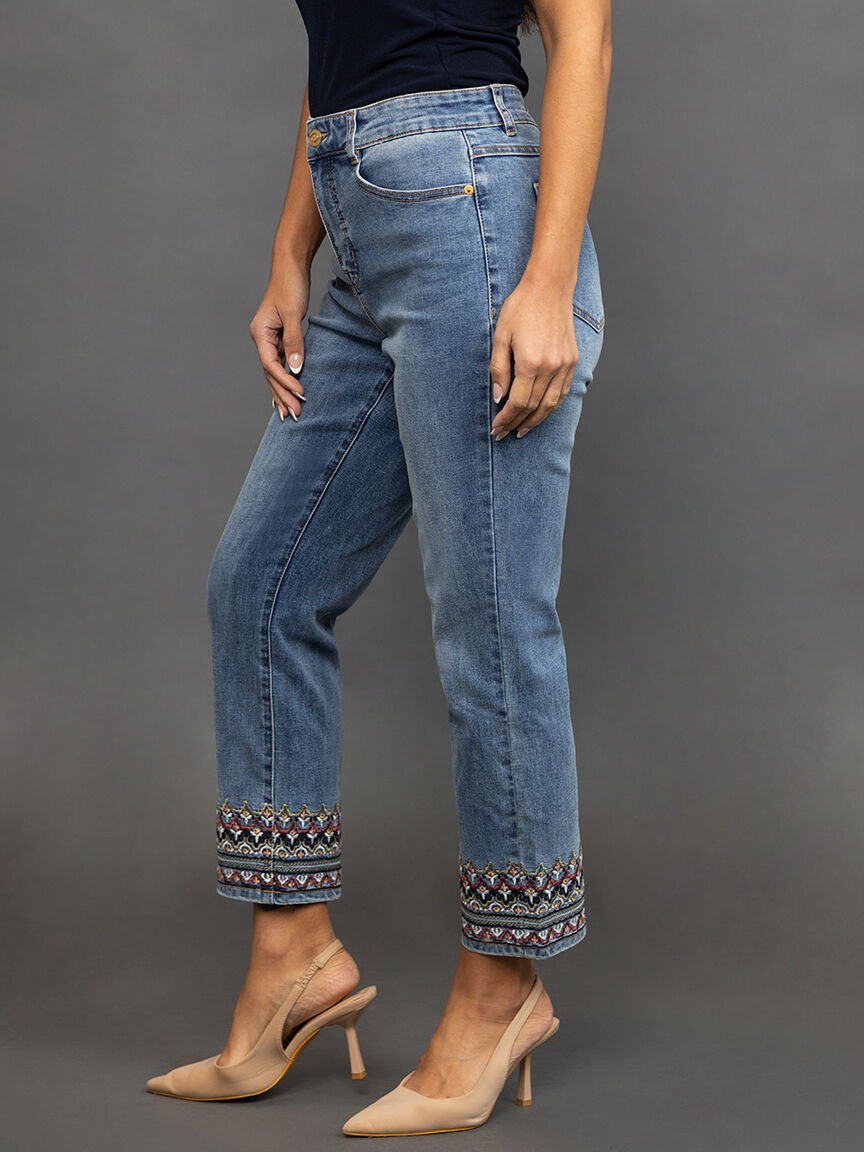 Audrey Straight Leg Jean with Embroidery  Image 3