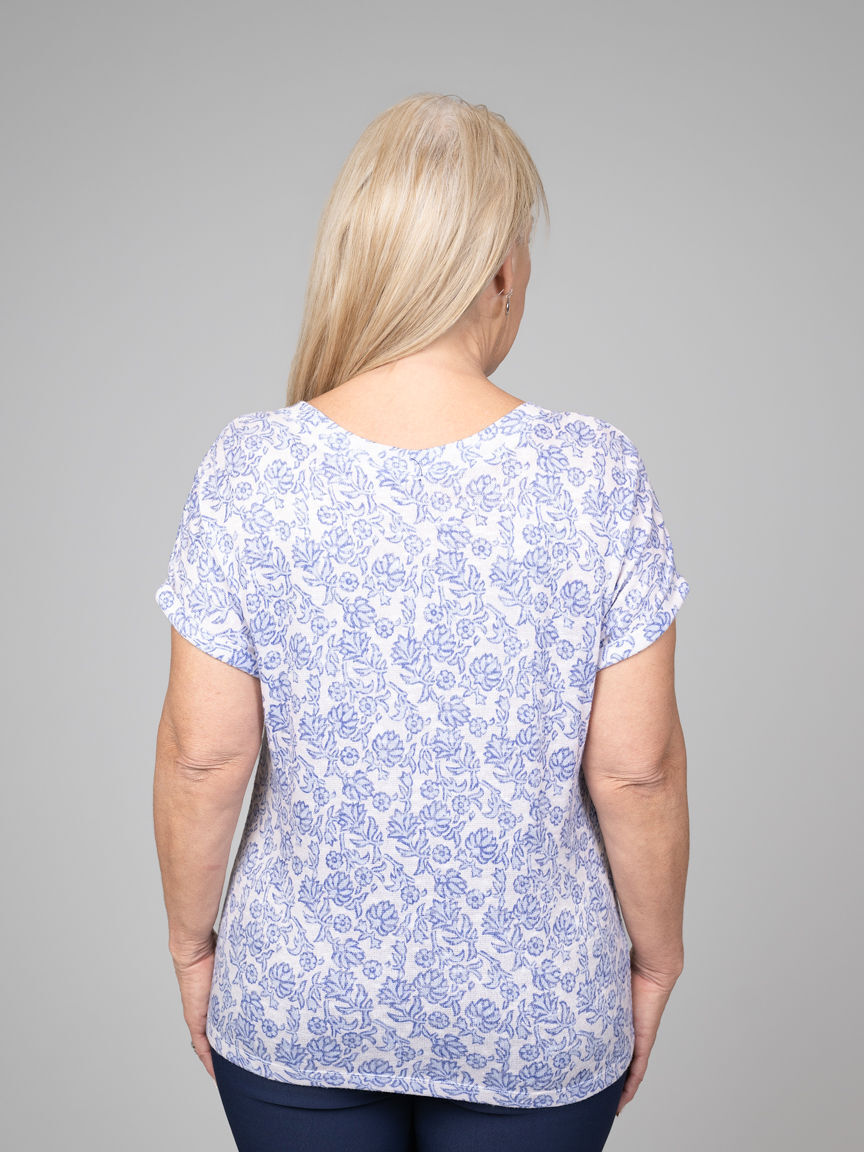 2-Way Neckline Abstract Print Top Image 2