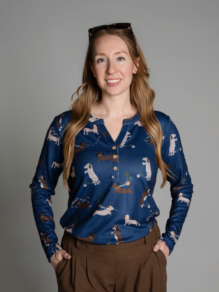 Dog Print Henley Top