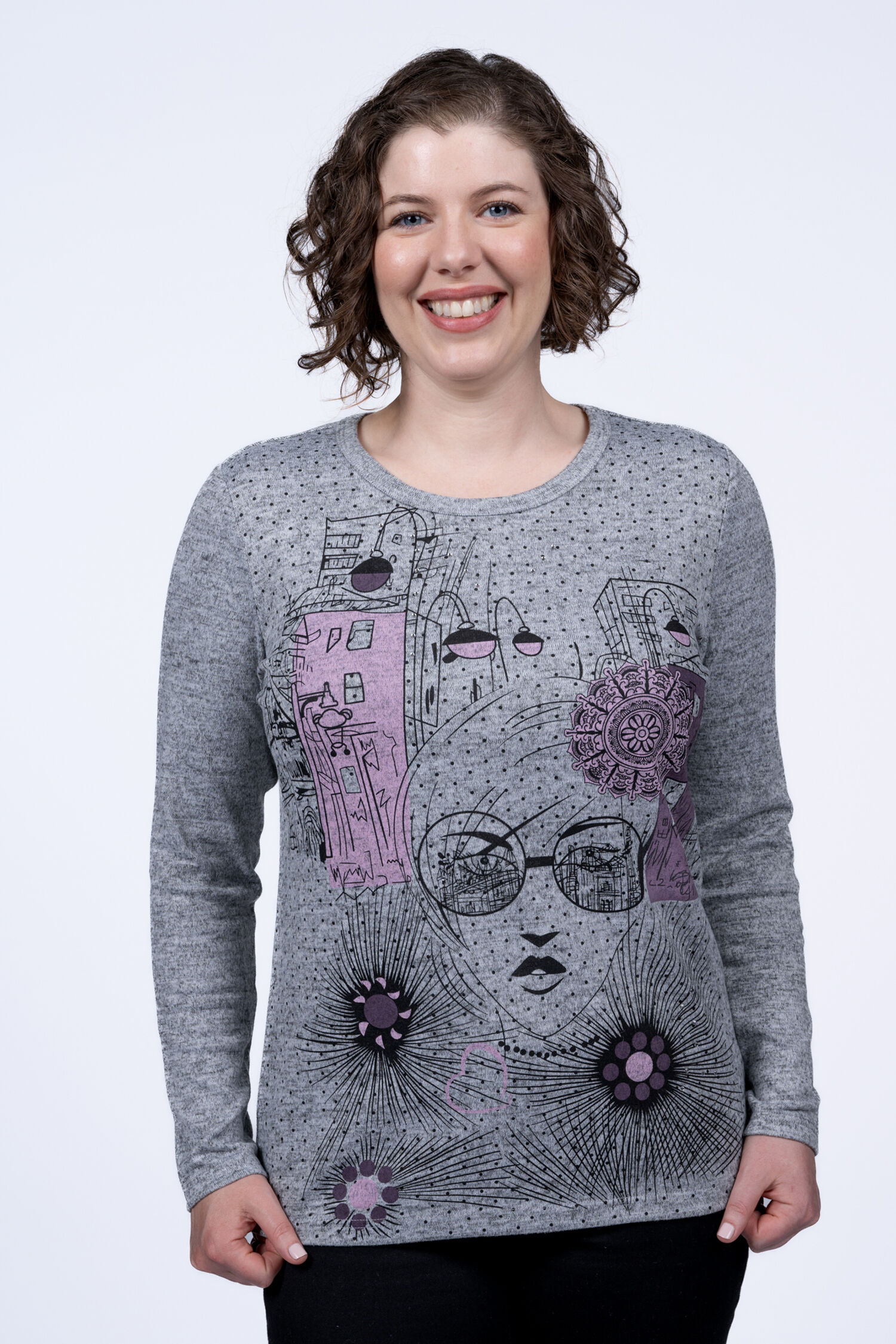 Girl w/ Glasses Long Sleeve Top  Image 1