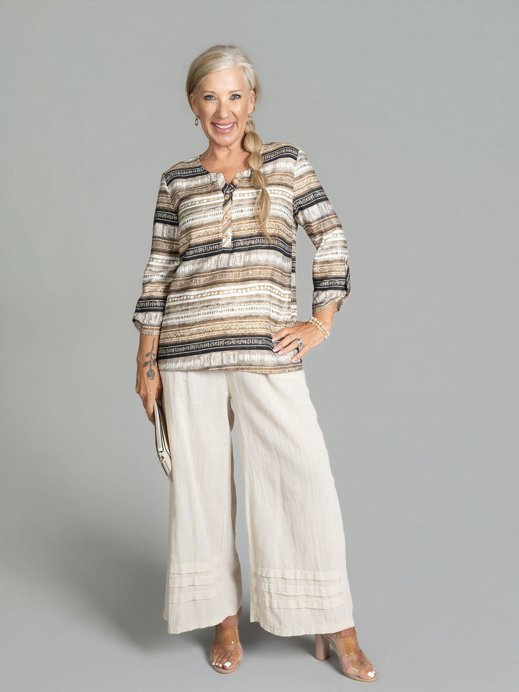 3/4 Sleeve Henley Top
