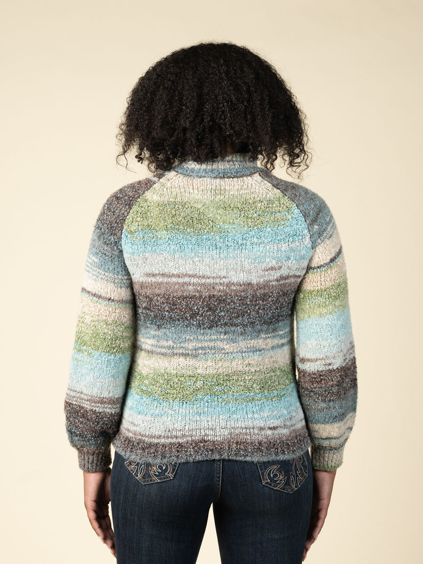 Boucle Yarn Mock Neck Puff Sleeve Sweater