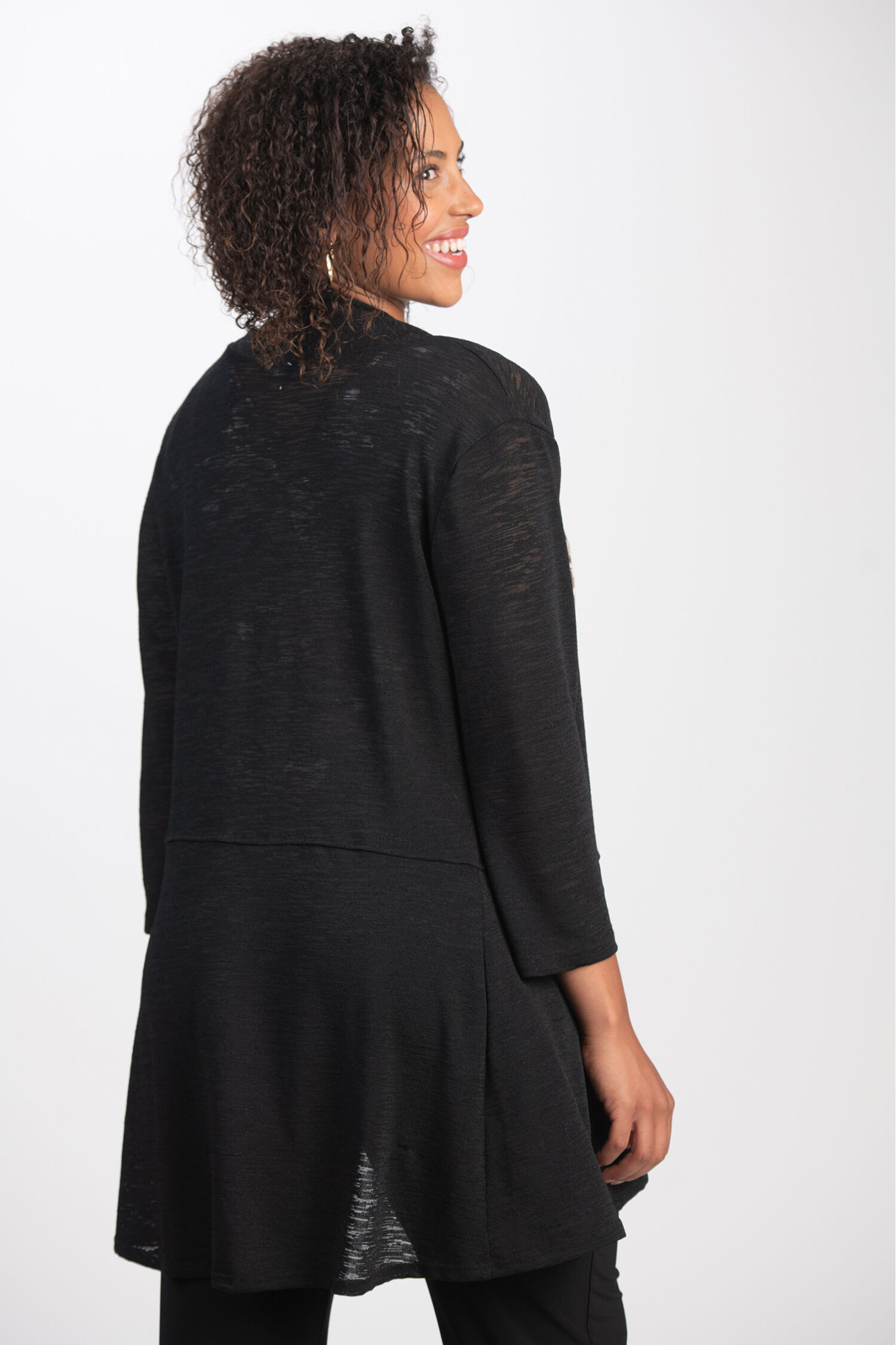 &frac34; Sleeve Long Cardigan  Image 2