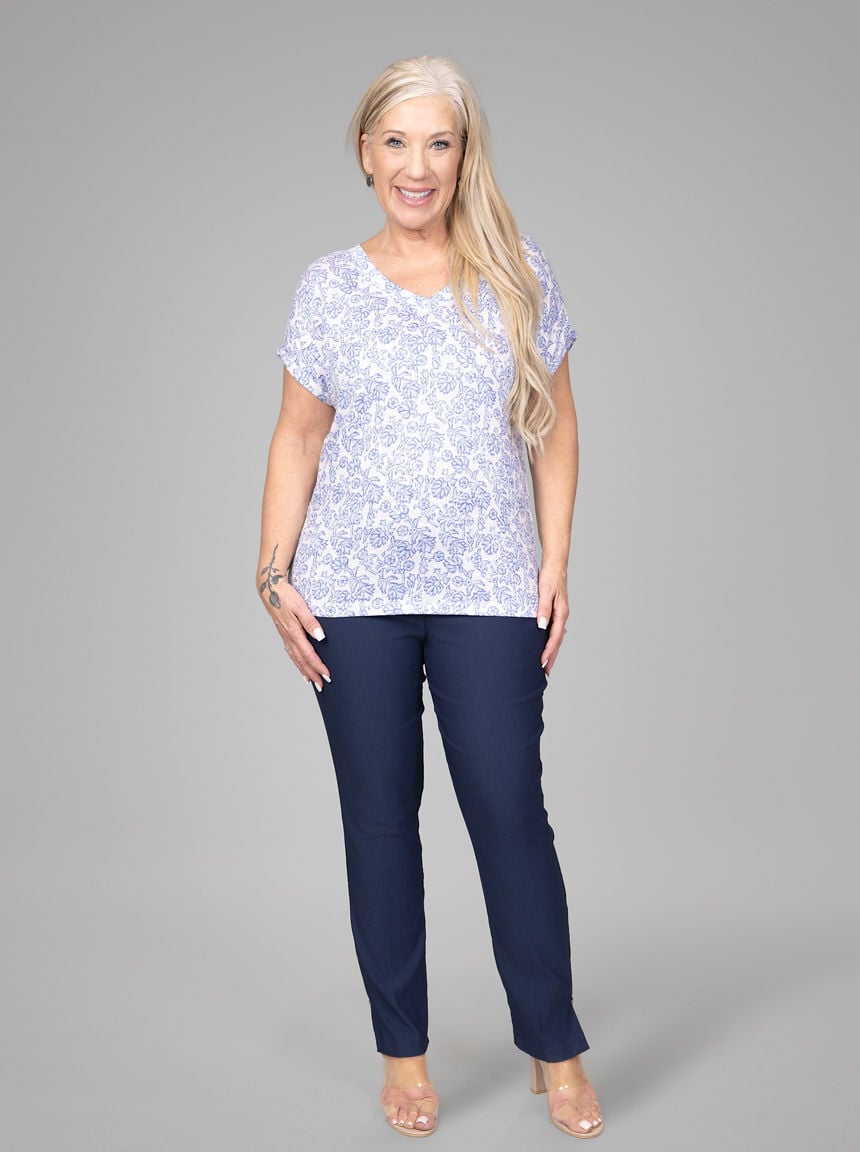 2-Way Neckline Abstract Print Top Image 4