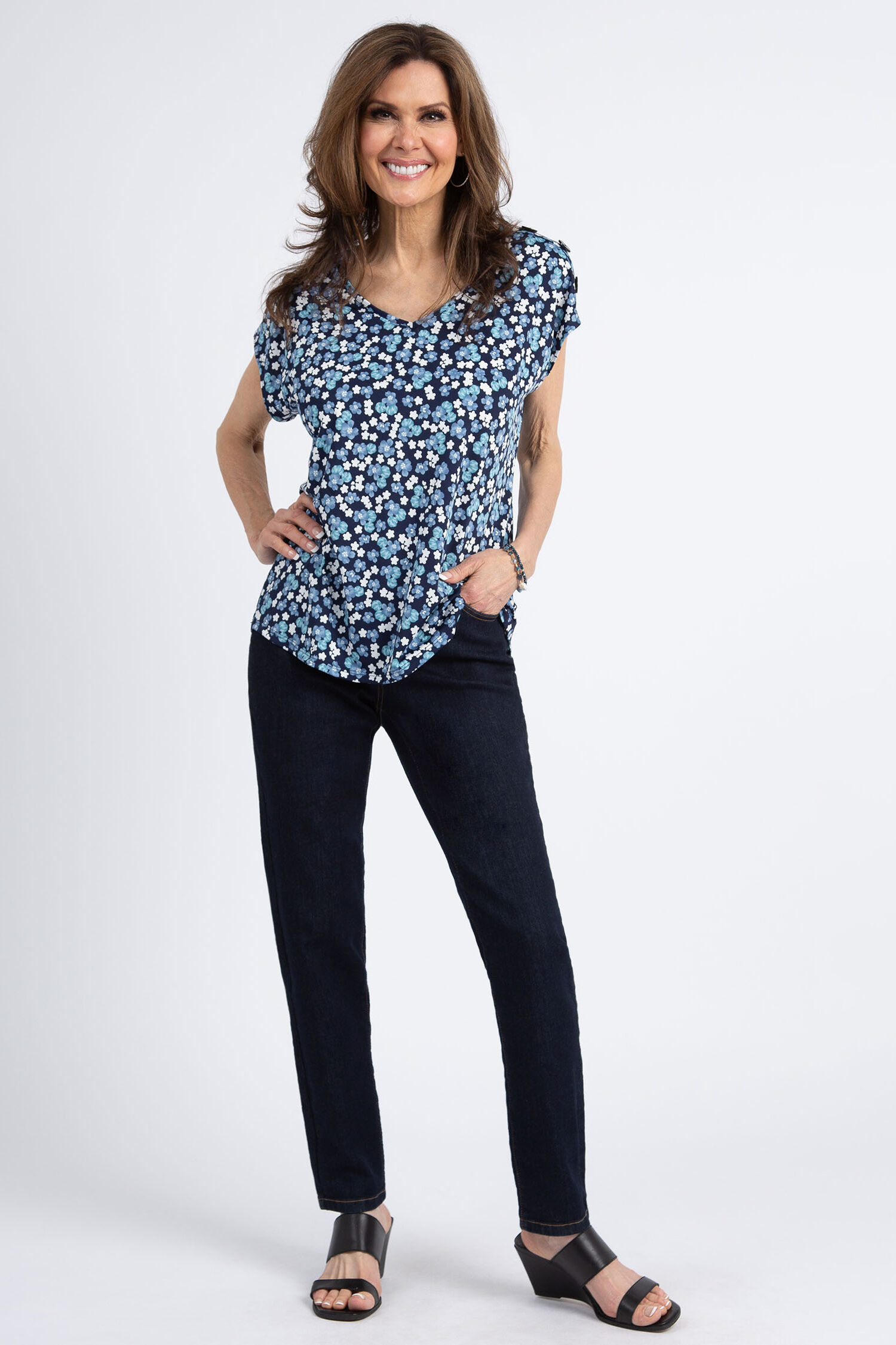 Cap Sleeve Floral Top Image 3