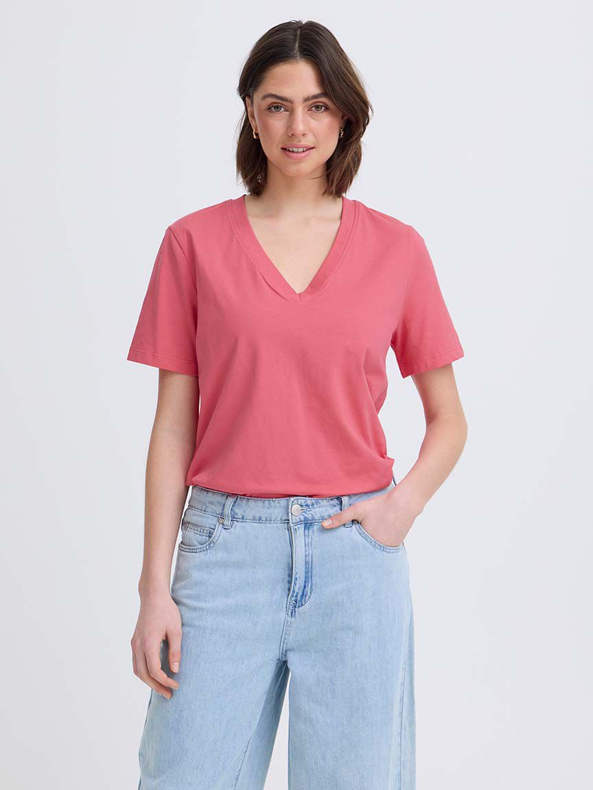 Short Sleeve V-Neck Cotton Shirt Image 1