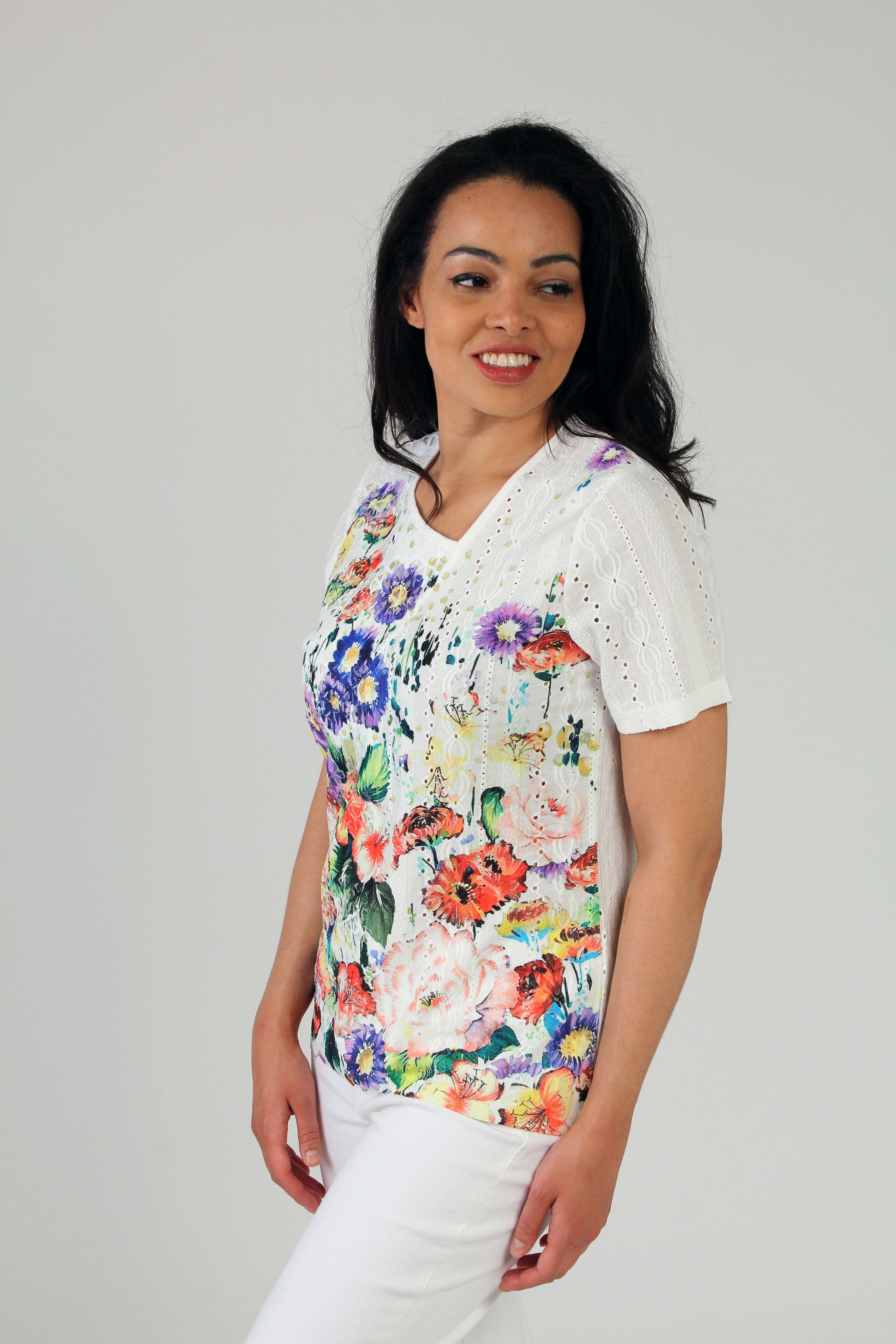 Lace Overlay Short Sleeve Top Image 2