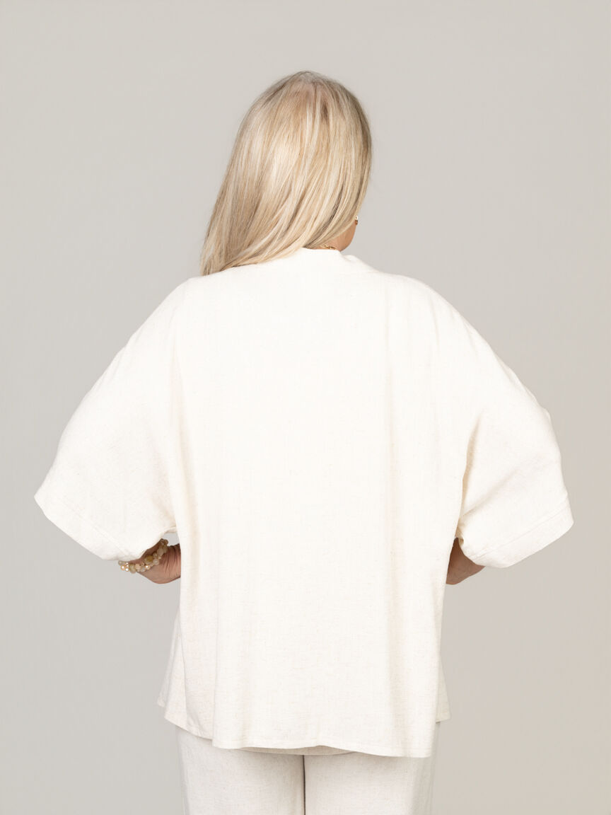 Linen Open Front Cardigan Image 4