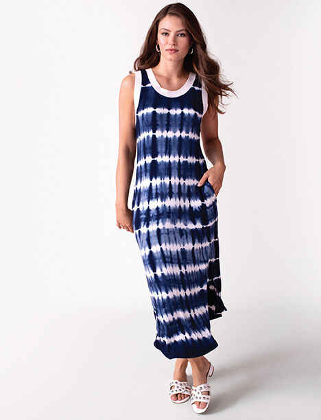Tribal Sleeveless Tie Dye Maxi Dress  Image 1