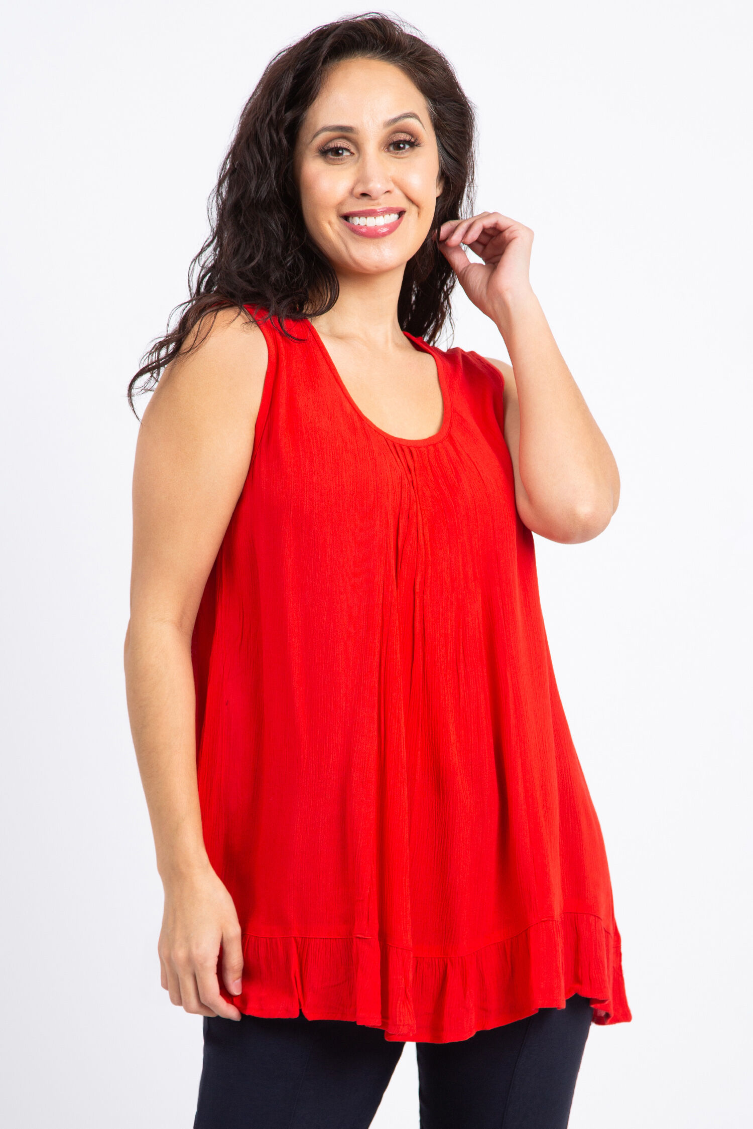 Sleeveless Ruffle Hem Blouse Image 1