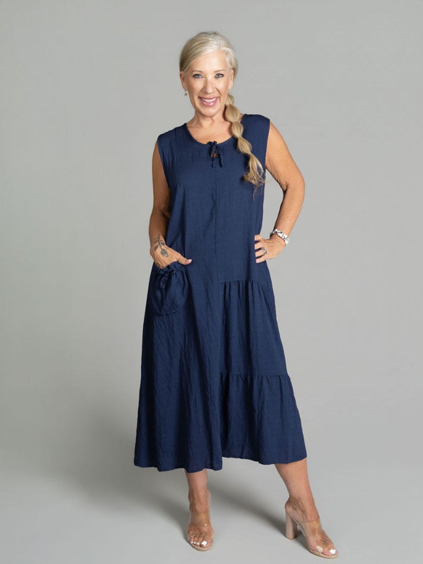 Sleeveless Midi Dress With Pocket Image 1