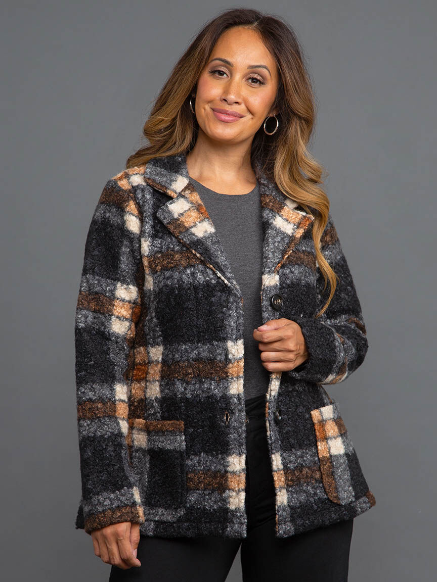 Plaid Boucle Shacket Image 2