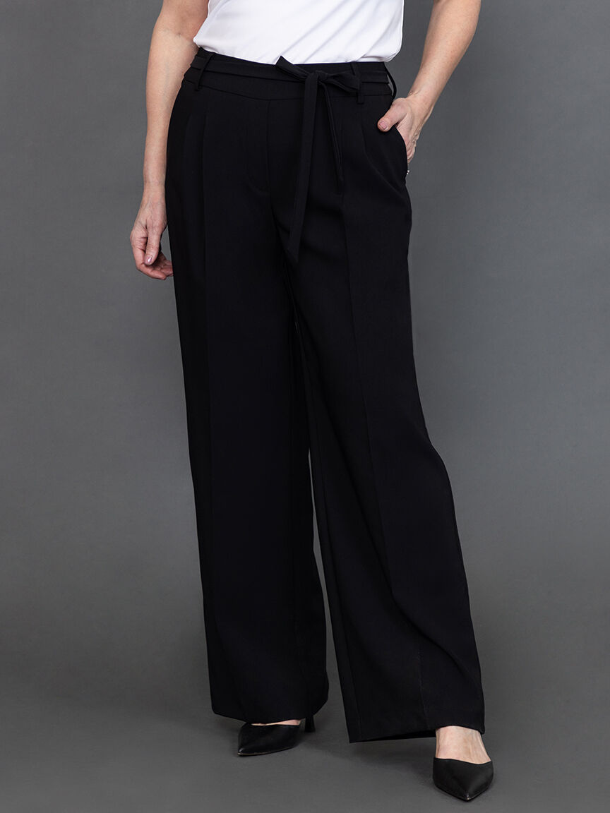 Pull On Wide Leg Pant with Belt