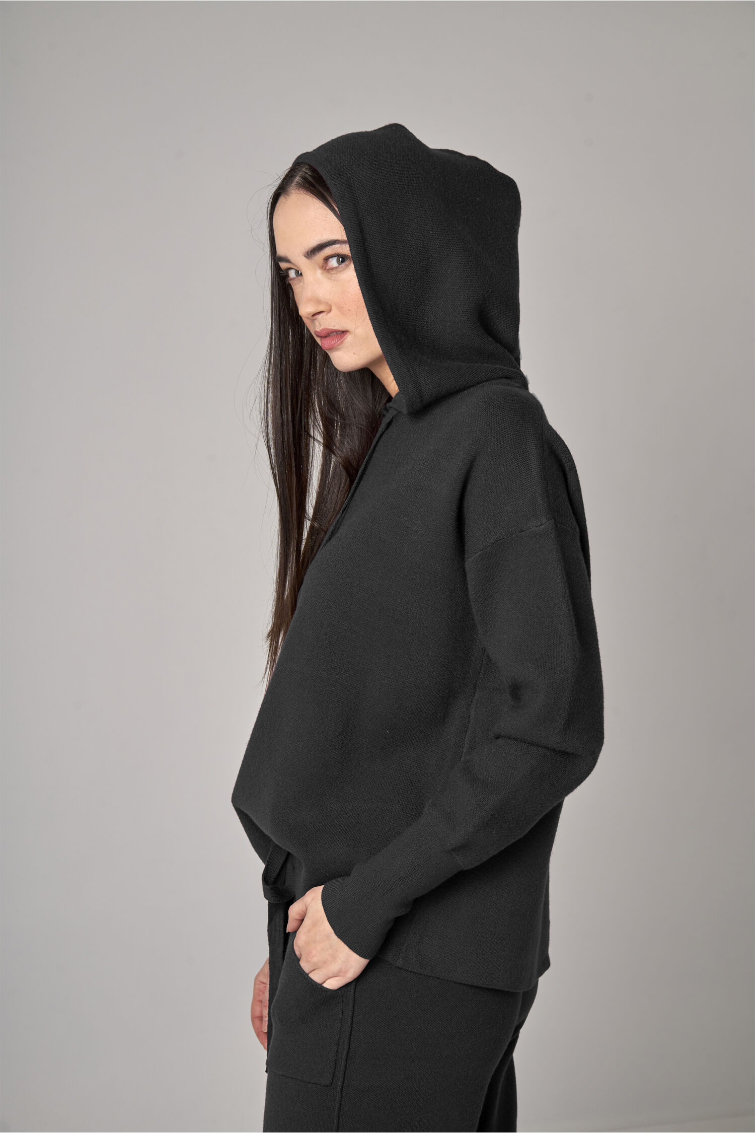 Knit Hooded Pullover  Image 1