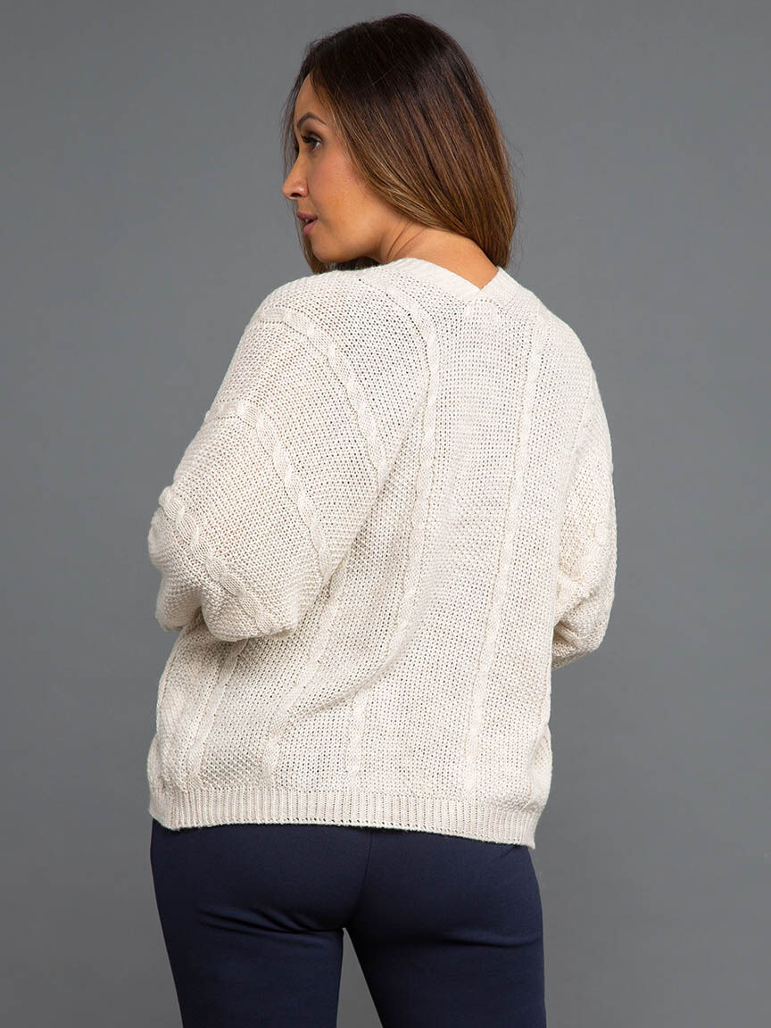 Cable Knit Open Front Cardigan Image 4