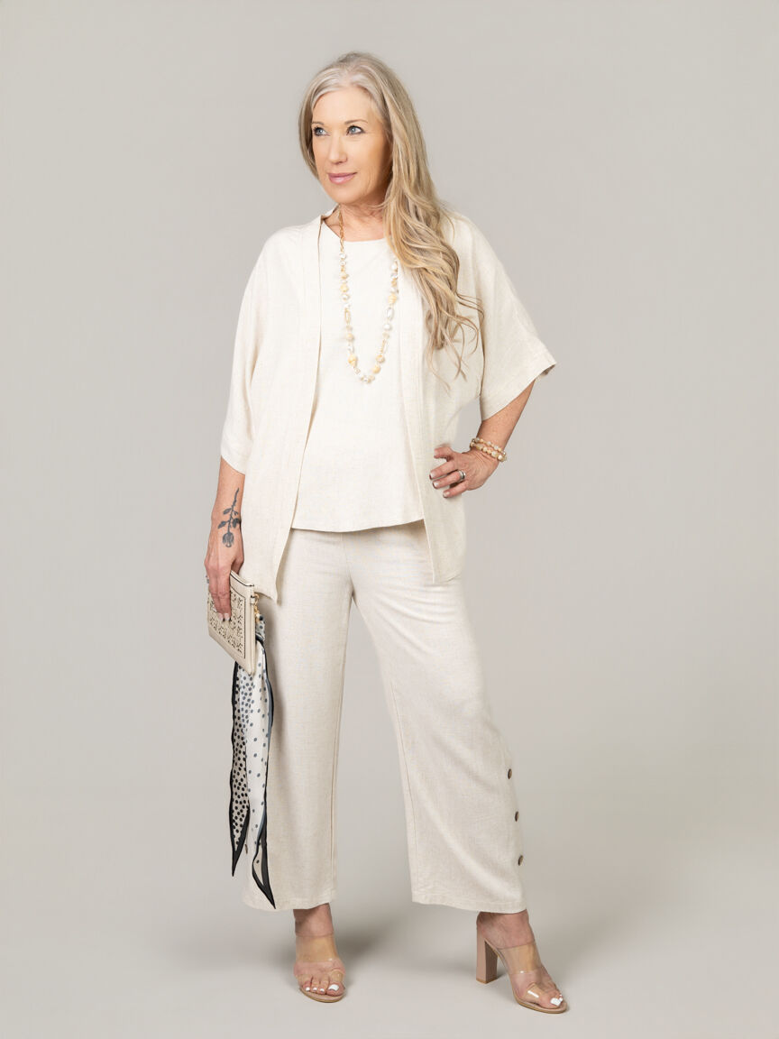 Linen Open Front Cardigan Image 6