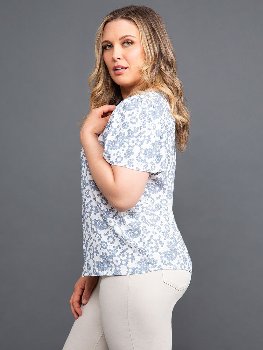Short Sleeve Button Down Floral Blouse