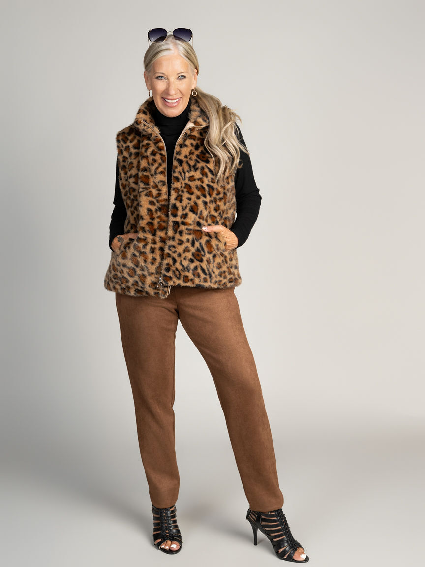 Animal Print Faux Fur Vest