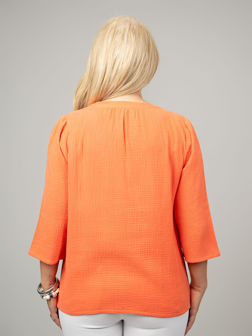 3/4 Sleeve Gauze Blouse 