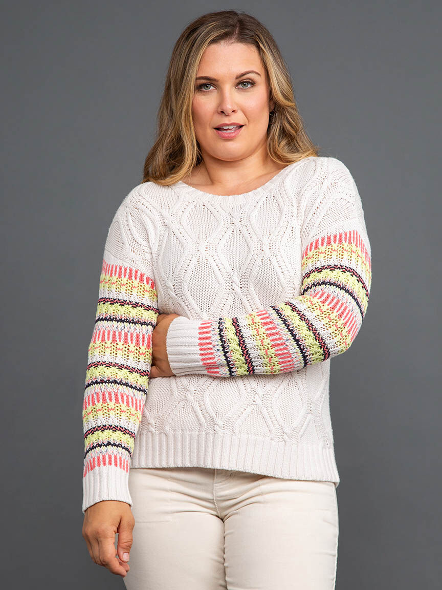 Long Sleeve Sweater with Contrast Sleeves Image 2