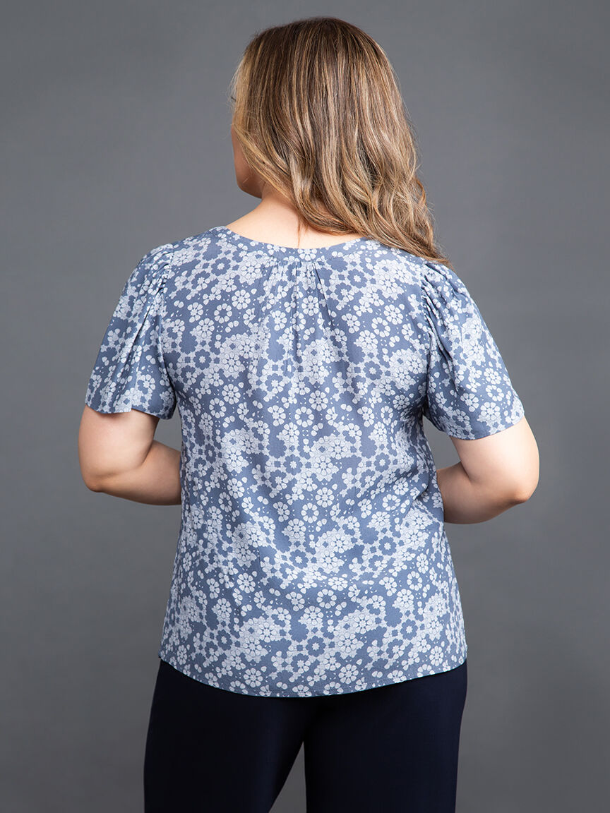 Short Sleeve Button Down Floral Blouse Image 4
