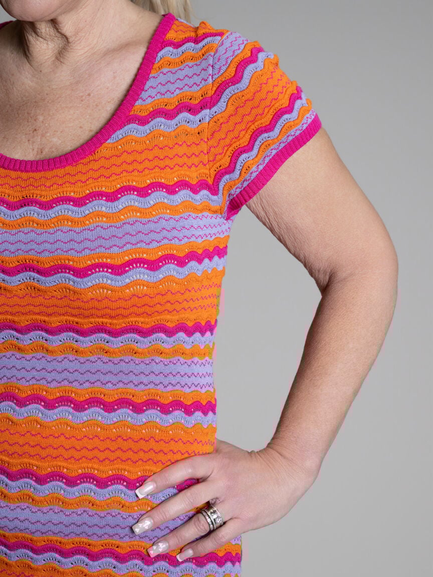 Short Sleeve Lace-Knit Long Dress