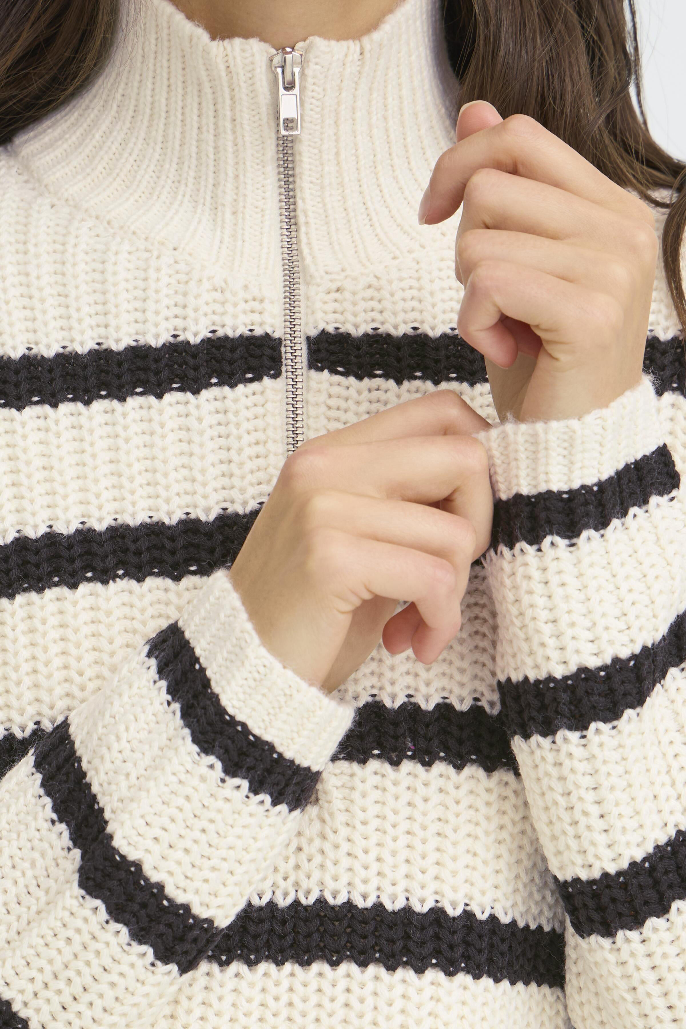 Long Sleeve Knit Sweater With 1/4 Zip-Up Front 