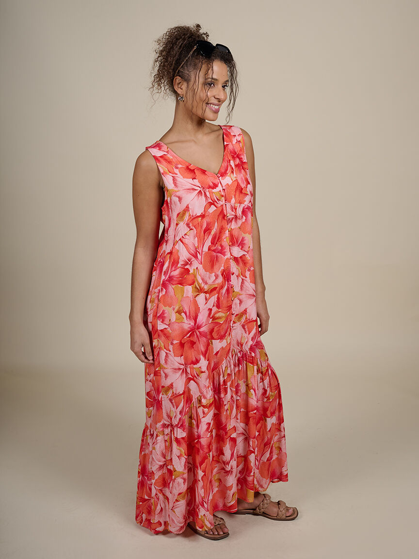 Printed Jacquard Sleeveless Maxi Dress  Image 5