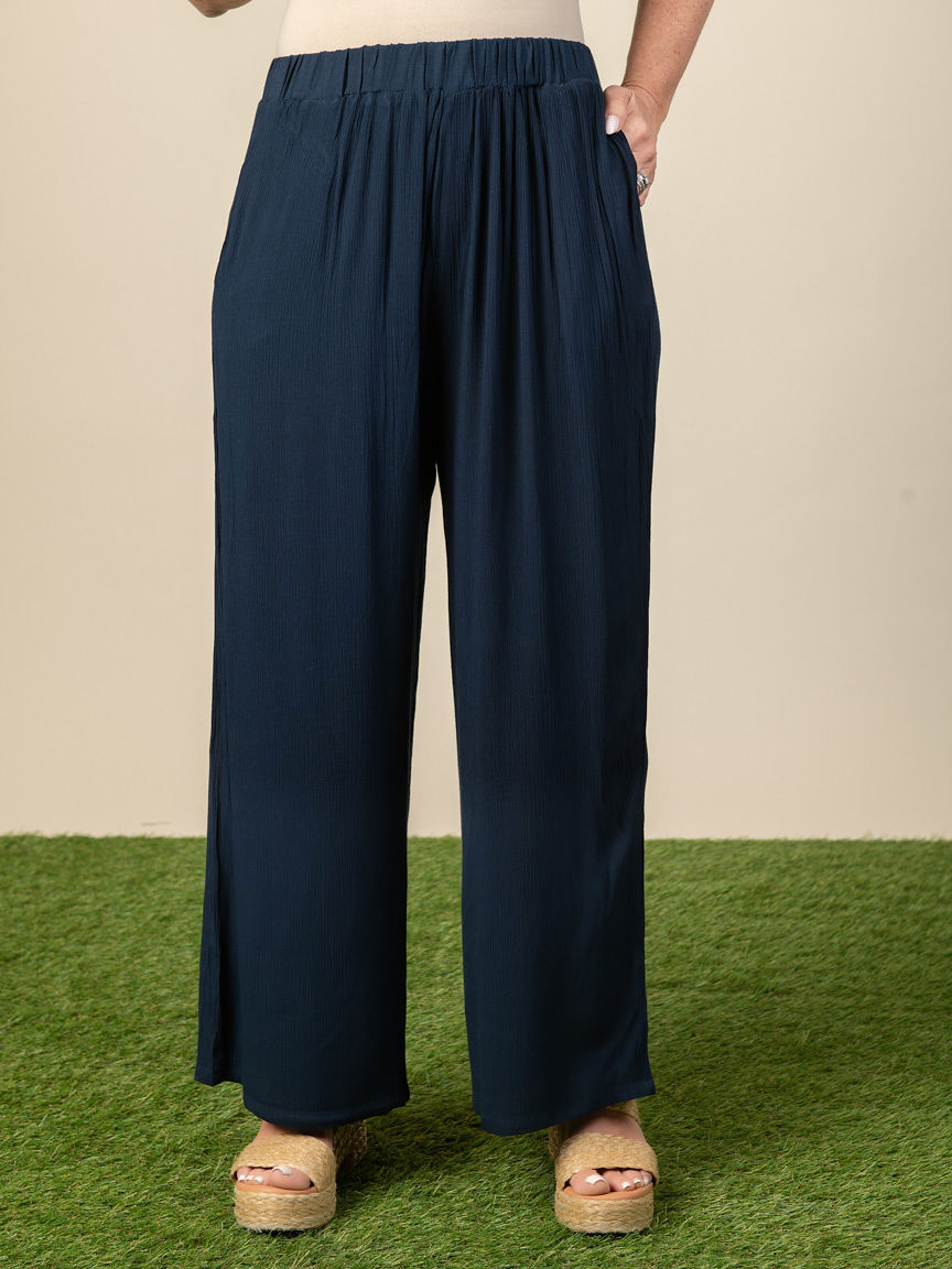 Crinkle Textured Pull On Pant Image 1