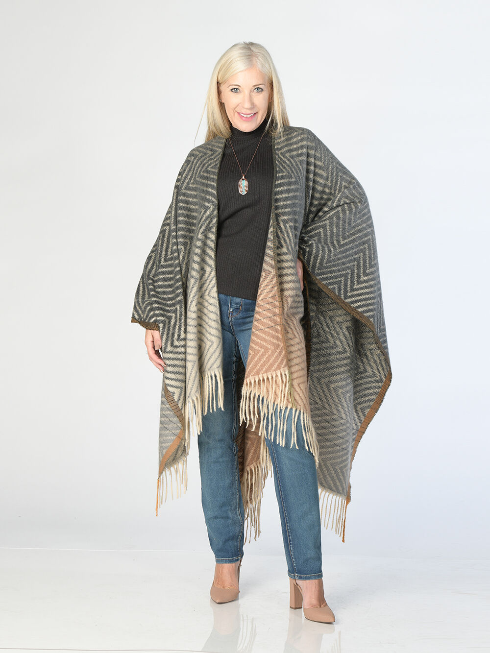 Herringbone Poncho Cape Image 1