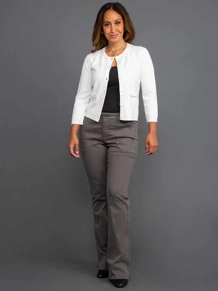 Textured Trim Cardigan Image 1