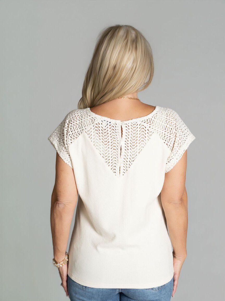 Short Sleeve Crochet Detail Shirt