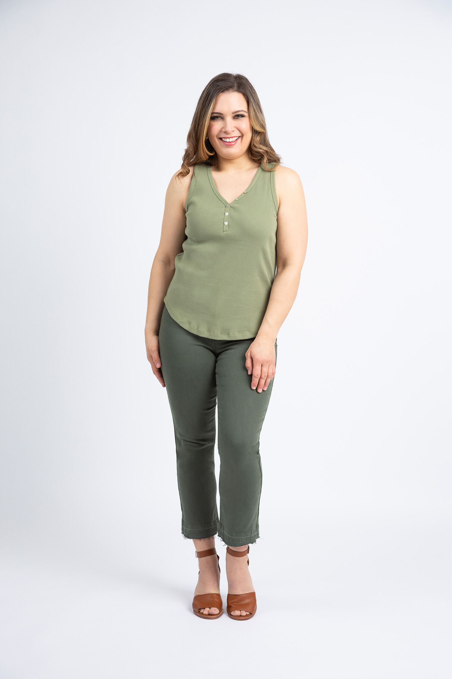 V-Neck Henley Tank Image 1