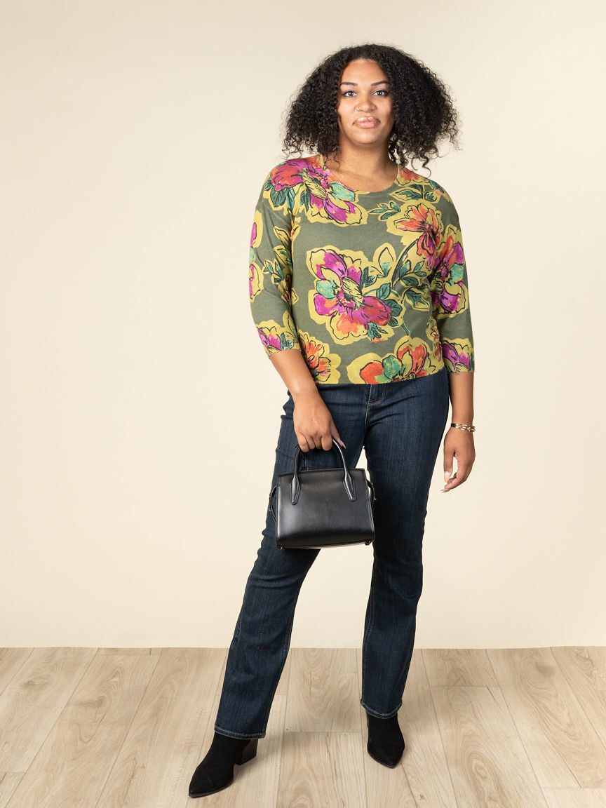 3/4 Sleeve Length Crew Neck