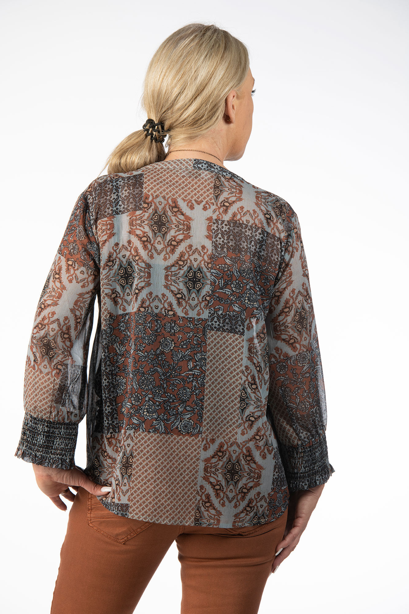 Neutral Earth Prints Artsy Blouse Image 3