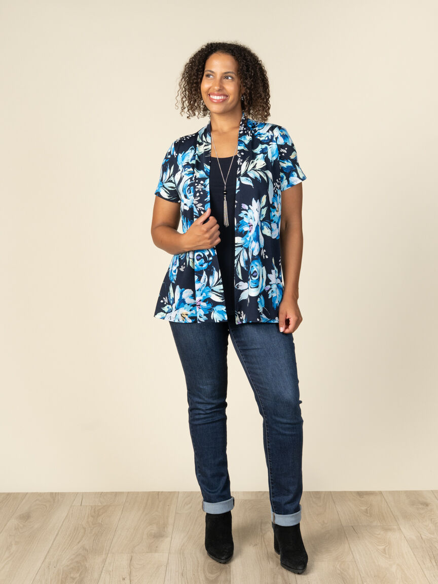 Short Sleeve Fooler Top With Floral Print Image 3