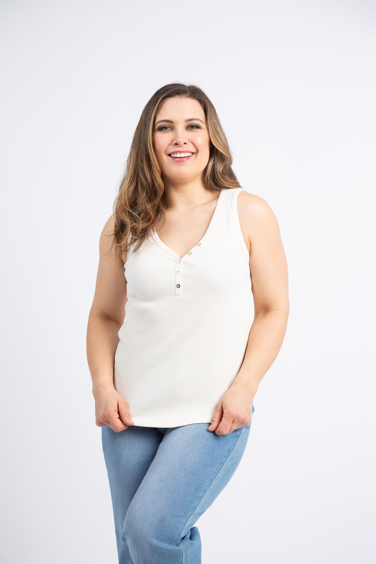 V-Neck Henley Tank Image 3