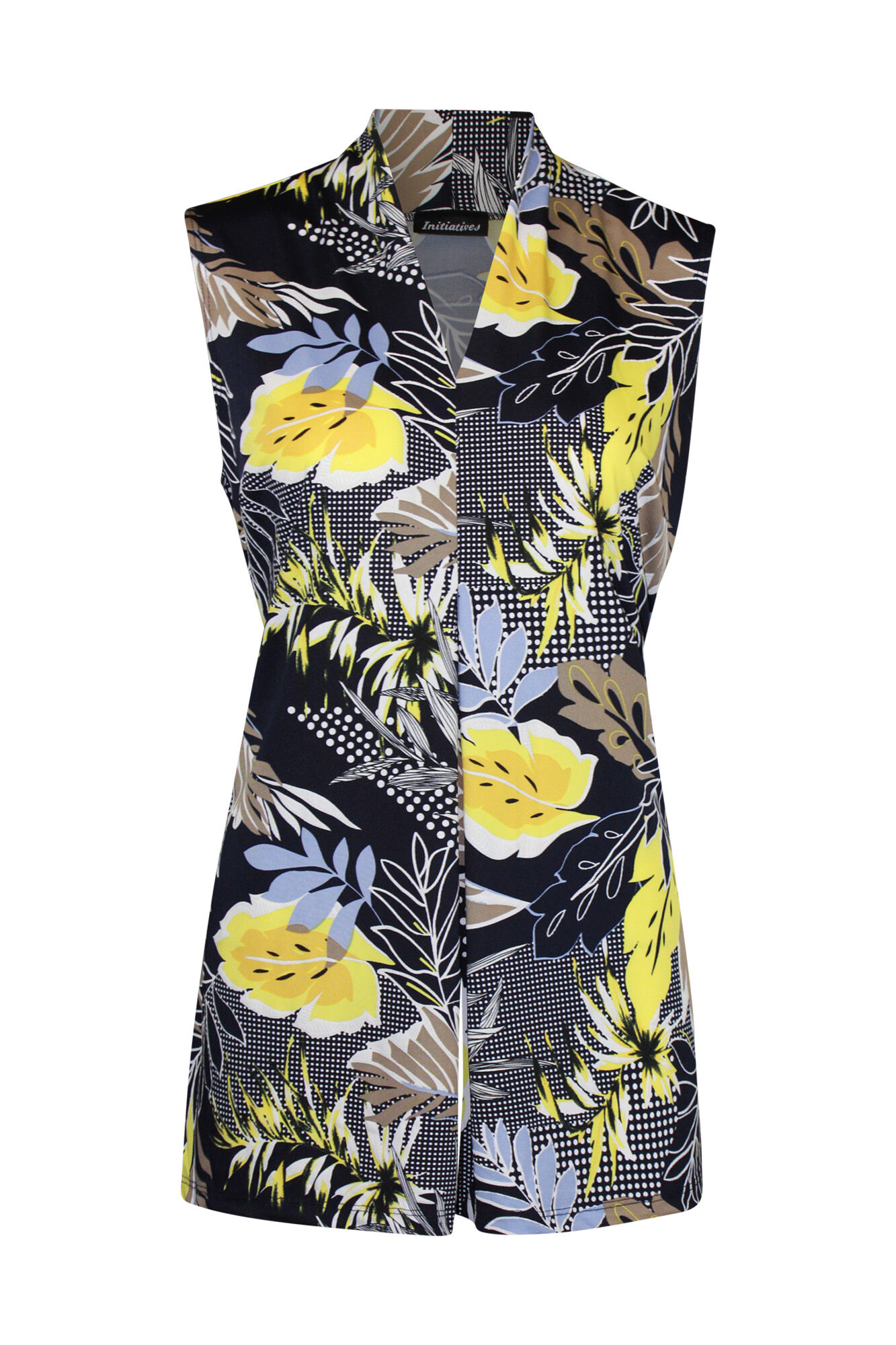 Sleeveless Funnel Neck Printed Top  Image 1