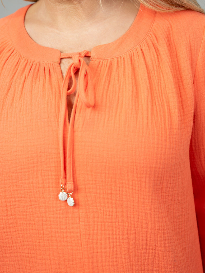 3/4 Sleeve Gauze Blouse 