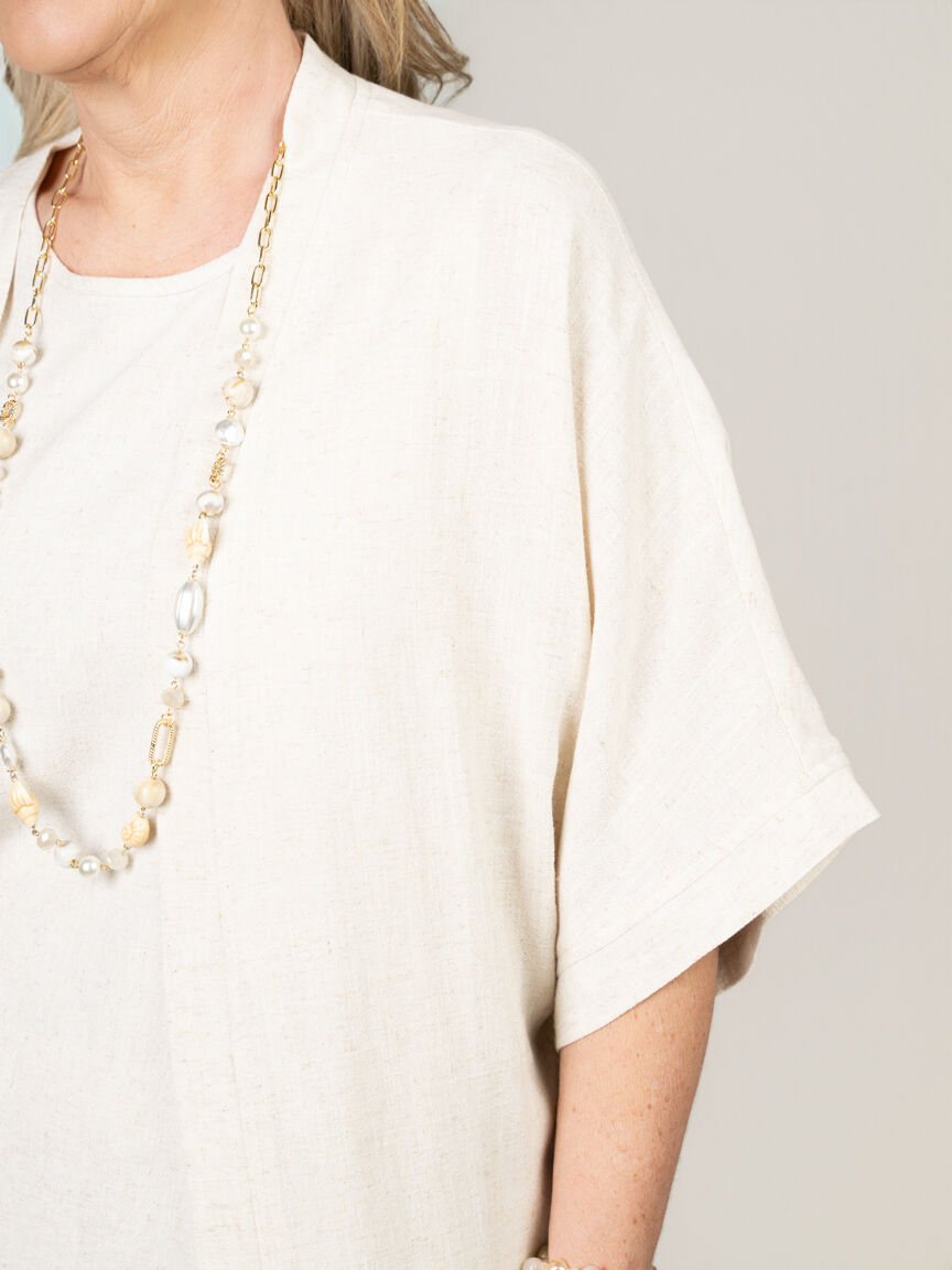 Linen Open Front Cardigan Image 2