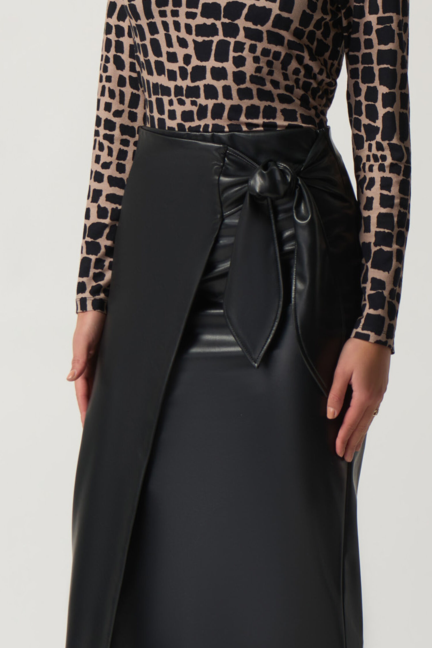 Knee Length Faux Leather Skirt  Image 1