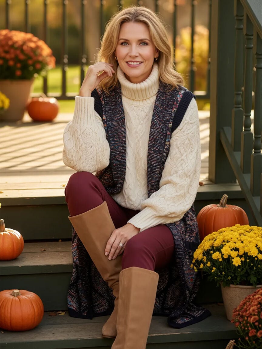 Space-Dye Knitted Vest With Hood And Pockets