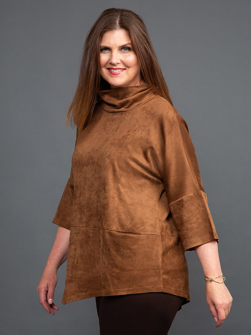 Faux Suede Cowl Neck Top Image 3