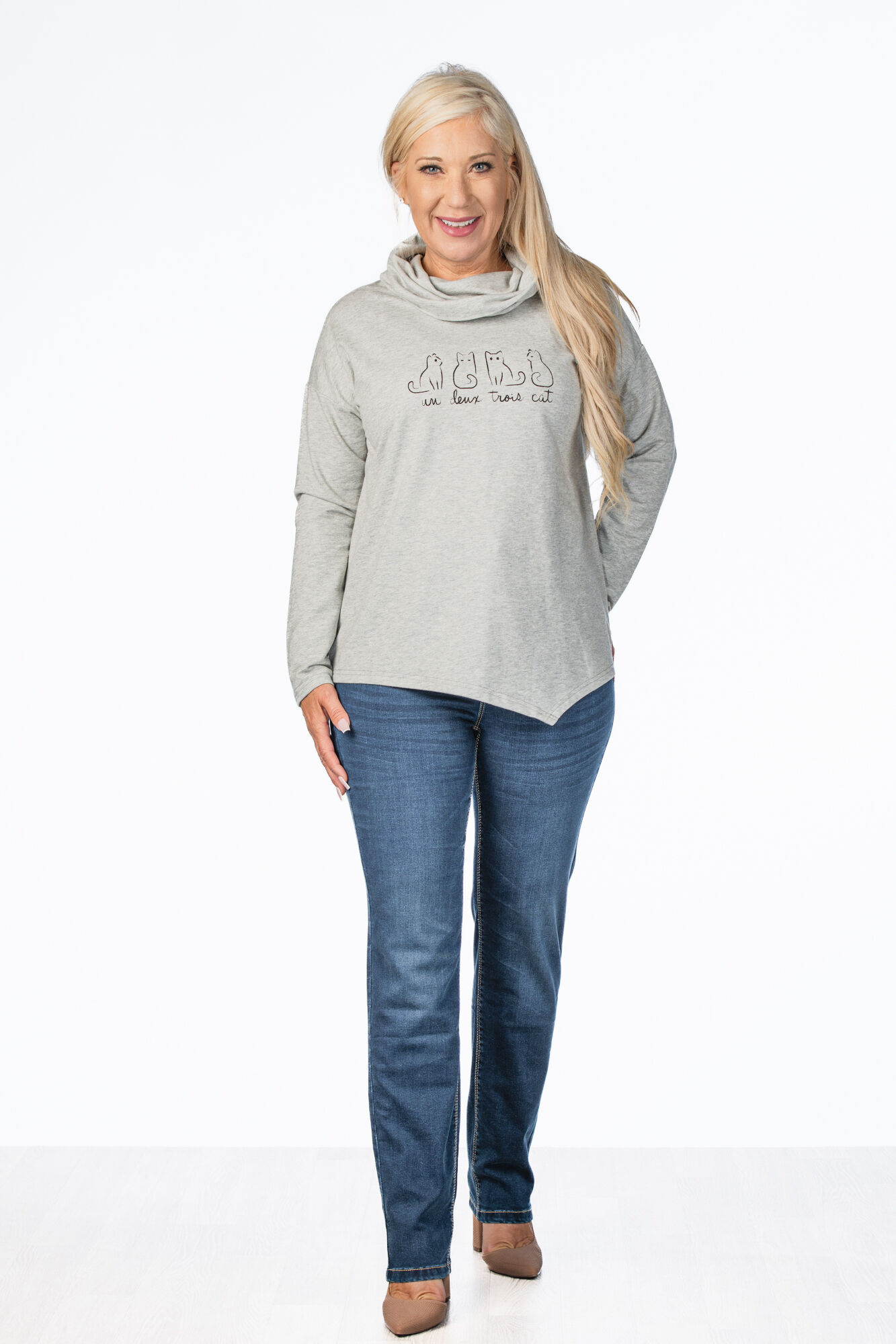 Four Cats Cowl Heathered Sweater Image 3