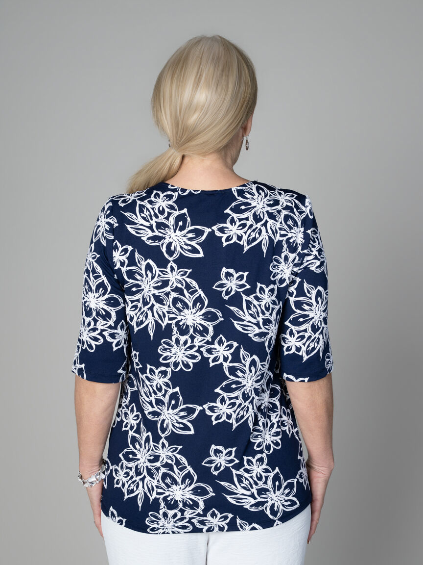 Elbow Sleeve Keyhole Top